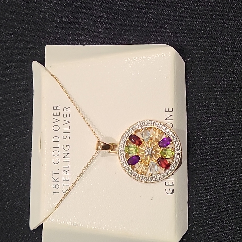 Vintage 18kt gold over sterling silver with genuine stones